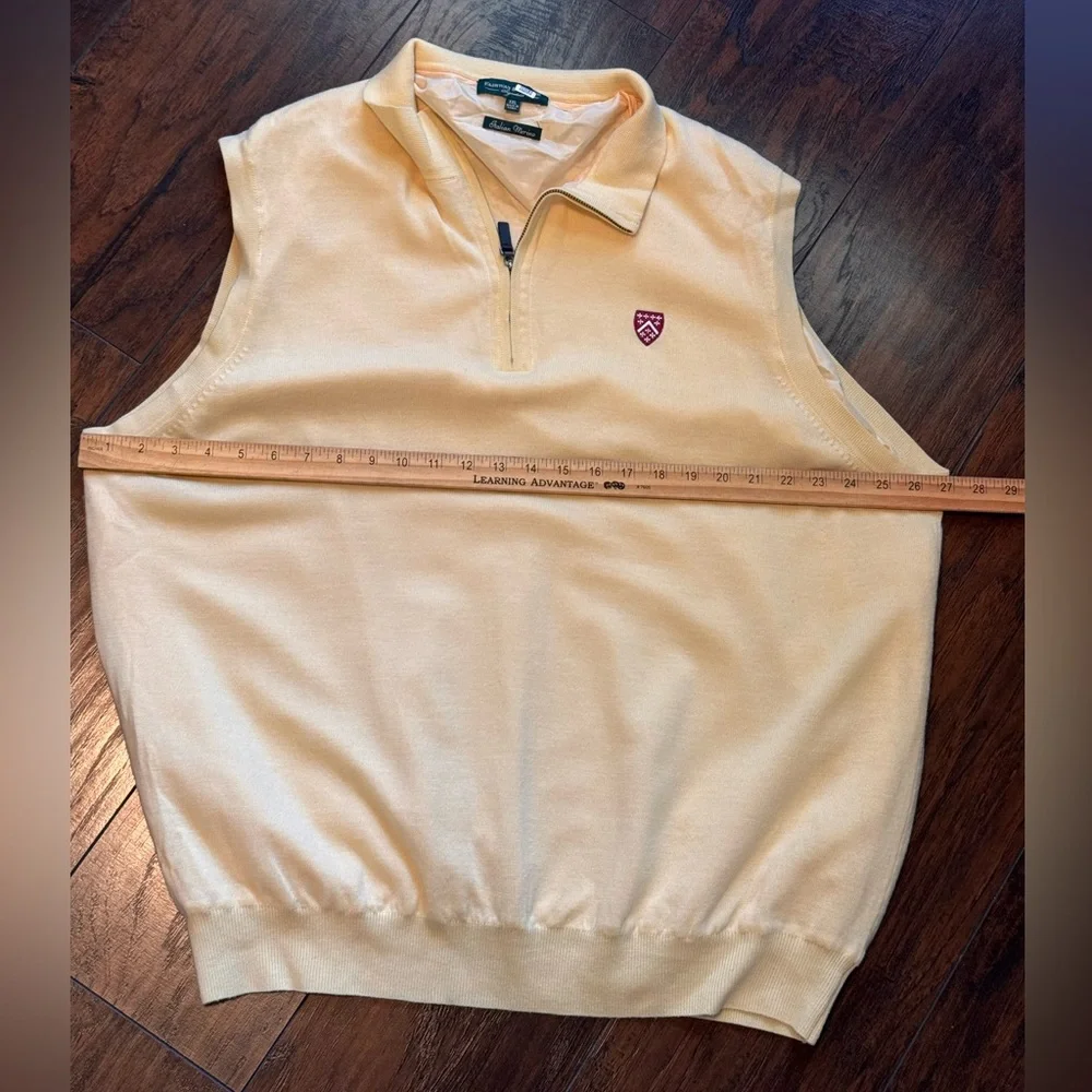 Fairway & Greene Navy Argyle Zip Vest with Light Peach Half-Zip Pullover
